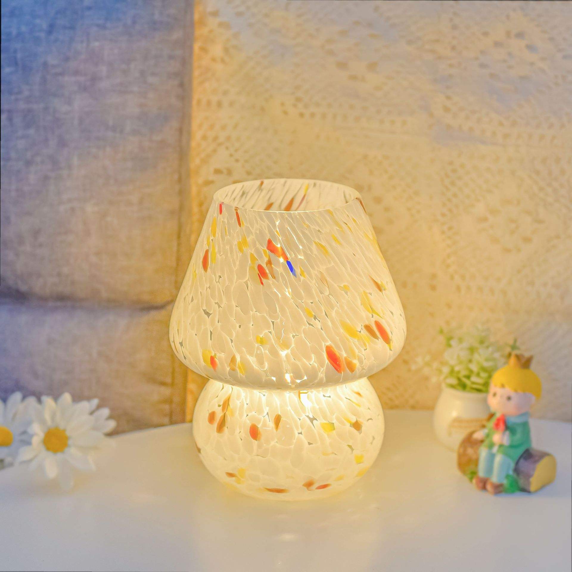 Brown Bear HDL3017 Modern Mushroom LED Table Lamp - 3-Color Dimmable Desk Light for Bedroom